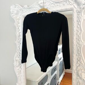 Vintage Donna Karan New York Black Fitted Long Sleeve Bodysuit